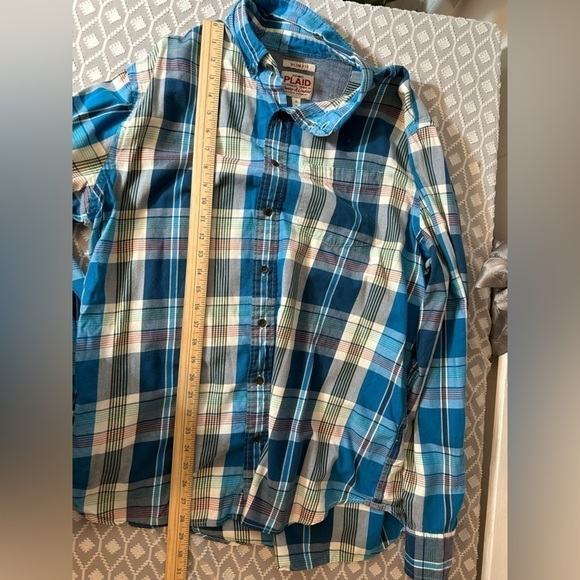 Old Navy Plaid Slim Fit Men’s XL Long Sleeve Button Down Shirt - Picture 6 of 9